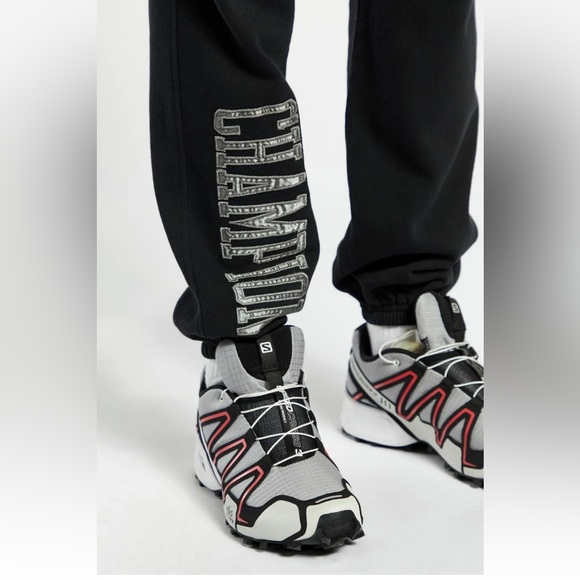 NWT $79 Champion Satin Logo Black Sweatpants - Picture 2 of 6